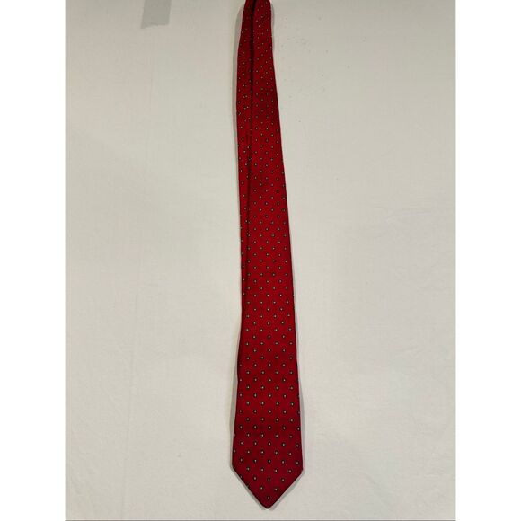 Christian Dior Vintage Red with black/white dots 100% Silk tie - Picture 1 of 5